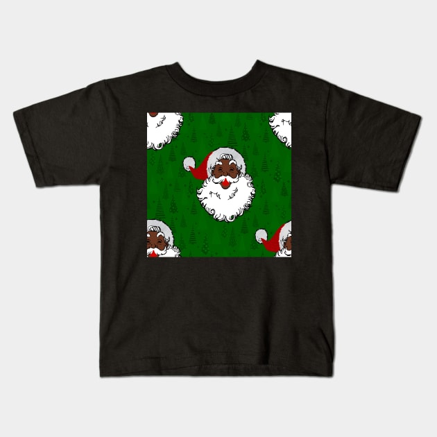 black santa claus christmas Kids T-Shirt by gossiprag